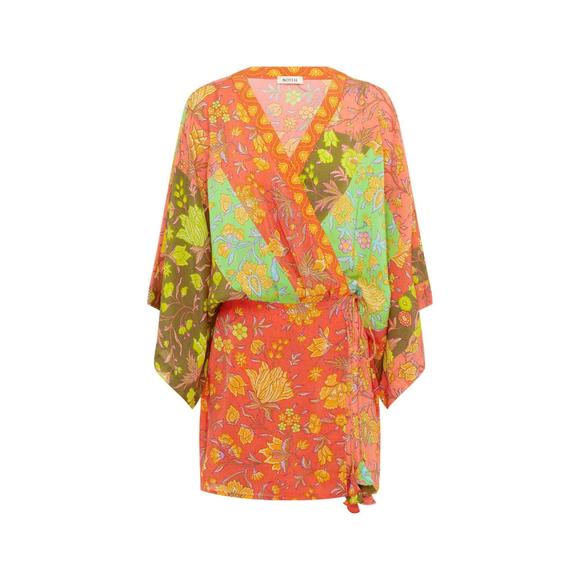NEW BOTEH alvita silk robe dress in melon patchwork Size S 4-6 - Picture 4 of 4